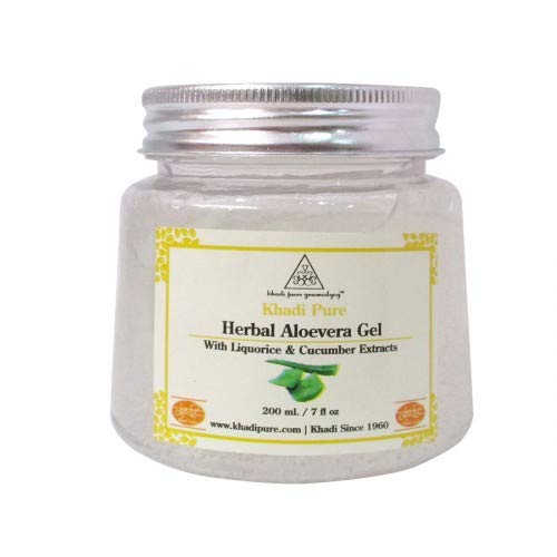 Khadi Pure Herbal Aloevera Gel With Liquorice & Cucumber Extracts (Transparant), 200 g
