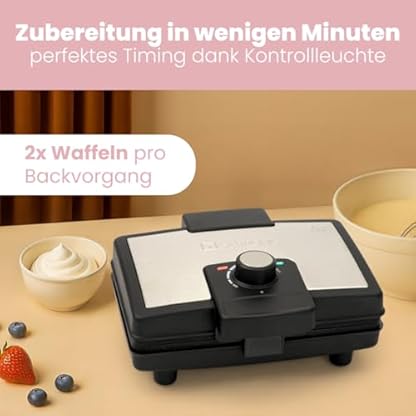 Clatronic® Waffeleisen mit 2 großen Backflächen | Antihaftbeschichtung | Waffeleisen belgische Waffel | stufenlos regelbarer Bräunungsgrad | Belgisches Waffeleisen | Waffle Maker | WA 3606 – Bild 4