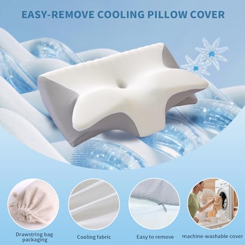 Cervical Neck Pillow for Pain Relief,Ergonomic Contour Memory Foam Pillows,Orthopedic Bed Pillow for Side Back Stomach Sleeper,Cooling Pillow. — view 6
