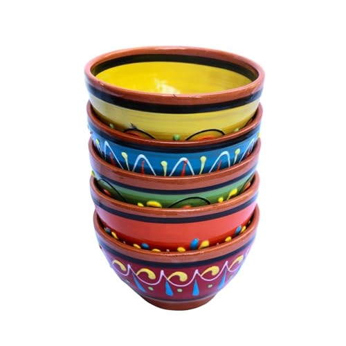 Cactus Canyon Ceramics UNKNOWN Salsa Bowls - Spanish Terracotta Multicolor Decor - Small Serving Bowl (European Size), Festive Dinnerware 5 Piece Set thumb #1