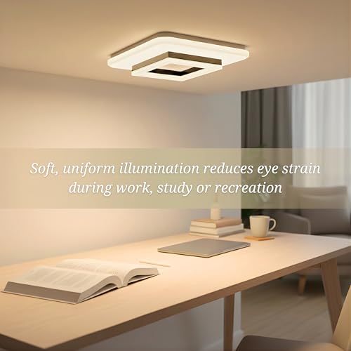 Image of LED Ceiling Light | 50 Watts | >95 CRI Eye Comfort Lighting | 3-Color Mode Anti-Glare Panel for Living Room, Bedroom & Office (Square Ceiling Light)