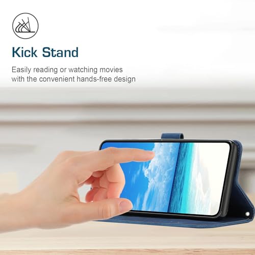 Coque portefeuille Oppo A58 bleu en relief avec clapet support - 5
