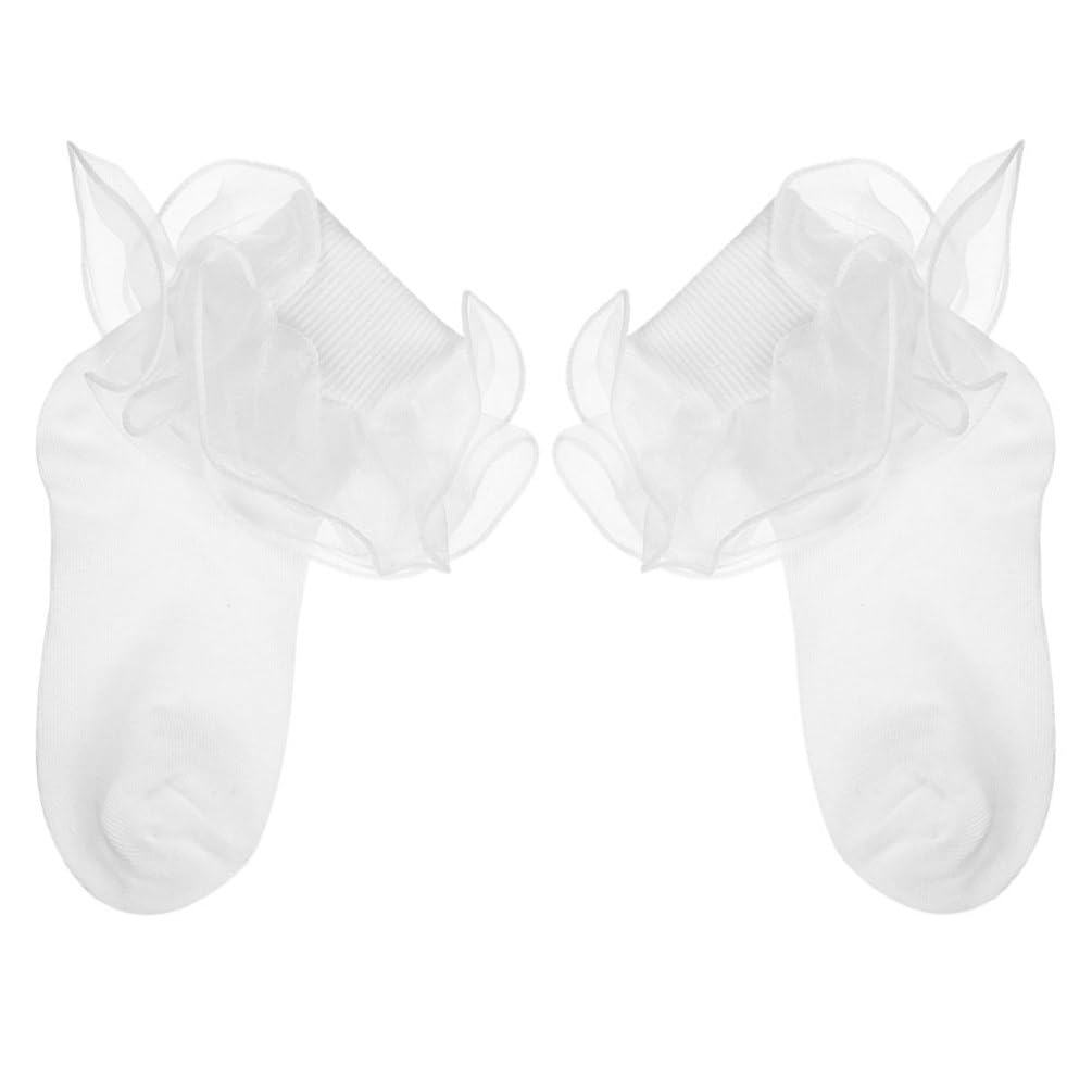 SHERCHPRY Girls Ruffle Socks with Lace Trim Comfortable Cotton Versatile Ideal for Everyday Wear