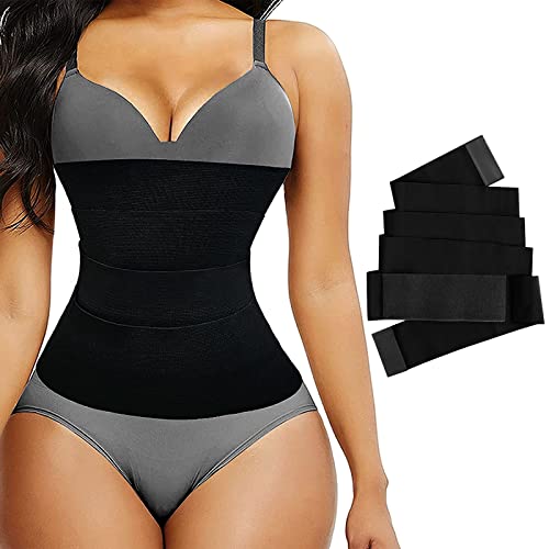 Waist Trainer for Women, Snatch Me Up Bandage Wrap, Sweat Waist Trainer Belt for Women, Invisible Waist Trimmer Belt, Adjustable Wrap Waist Trainer Tape for Lower Back Pain Relief (6m) Black