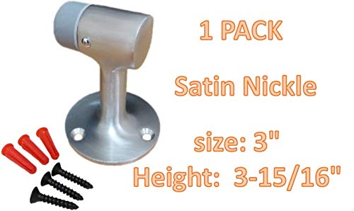 QCAA Solid Brass Door Stop, 3" Height, Satin NKL, 1 Pack, Made in Taiwan - Image 2