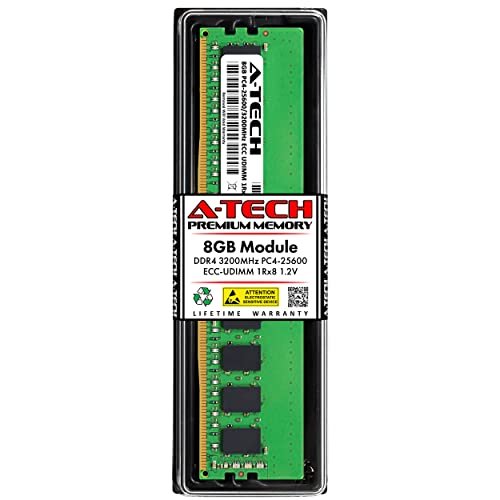 A-Tech Server 8GB 1Rx8 PC4-25600 DDR4 3200MHz ECC �A���o�b�t�@�[�h UDIMM 288�s�� �V���O�������N DIMM 1.2V ���[�N�X�e�[�V�����T�[�o�[������ RAM �A�b�v�O���[�h �X�e�B�b�N���W���[��