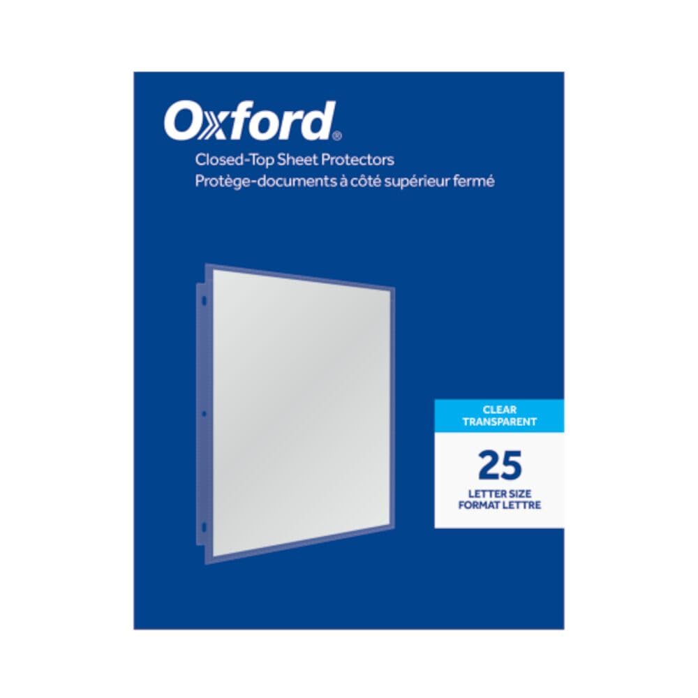 Oxford Sheet Protectors, 25-Pack, Letter Size 8.5" x 11", Clear Top-Loading Sleeves for Paper with Tuck-in Flap, 3-Hole Page Protectors for School or Office, Compatible with Binder image 5