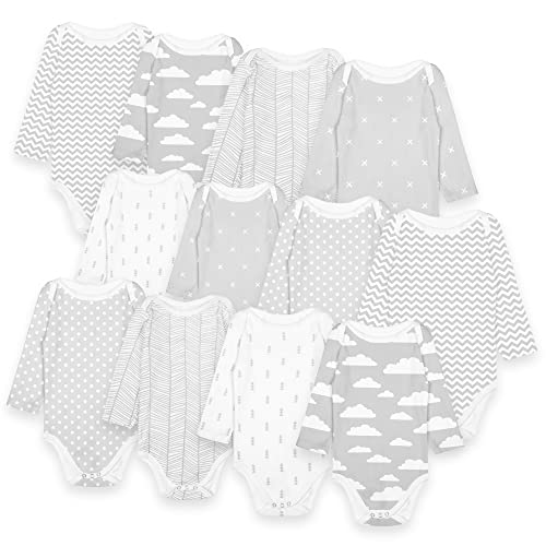 Image of Long Sleeve Cotton Baby Bodysuits One Piece For Boys Girls 12 Pack 0-24 Month