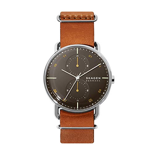 Skagen Men's Horizont Quartz Analog Stainless Steel and Leather Watch, Color: Brown (Model: SKW6537)
