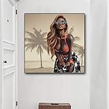 HERW Cuadro sobre Lienzo Carteles Chica Mala con Gafas Sol, Decoración Pared, Impresión Artística En Tatuajes, Carteles Lienzo Chica Genial para Decoración Habitación Chica Joven