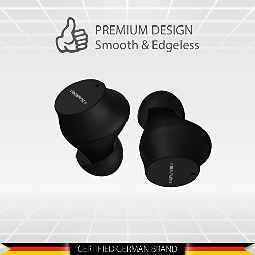 Image of Blaupunkt Germany's BTW25 Bass Pro Truly Wireless Bluetooth Earbuds with Premium Sound, Type C Fast Charging in Ear Headphones with Mic, Black