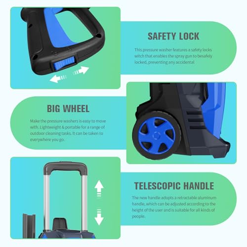 Alaintool 202 Electric Pressure Washer 4800 Psi 2.9 Gpm Electric Power Washer With 25 Ft Hose, 16.4 Ft Power Cord, Soap Tank Car Wash Machine Blue Ideal Cleaning thumb #4