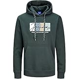 pullover verschicken paket Hoodie mit stylischen Print JACK & JONES Male Hoodie Kapuzenpullover Sweat Shirt Ba13.f (L, 95 Blau)