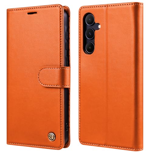 Giyer Leder Handyhülle für Samsung Galaxy S23 Hülle mit Schutzfolie, PU Kartenfach Wallet Schutzhülle Smartphone Galaxy ...