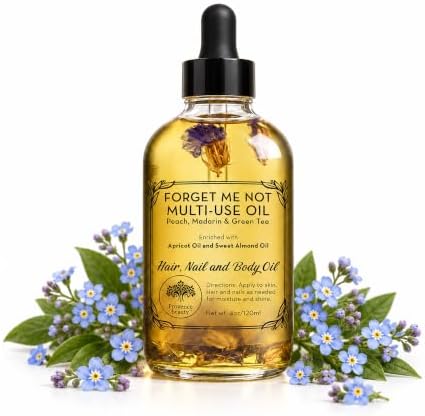 BEAUTE DE PROVENCE Multi-Use Oil for Face, Body and Hair - Forget Me Not - Organic Blend of Apricot, Vitamin E and Sweet Almond Oil Moisturizer for Dry Skin, Scalp and Nails - 4 Fl Oz