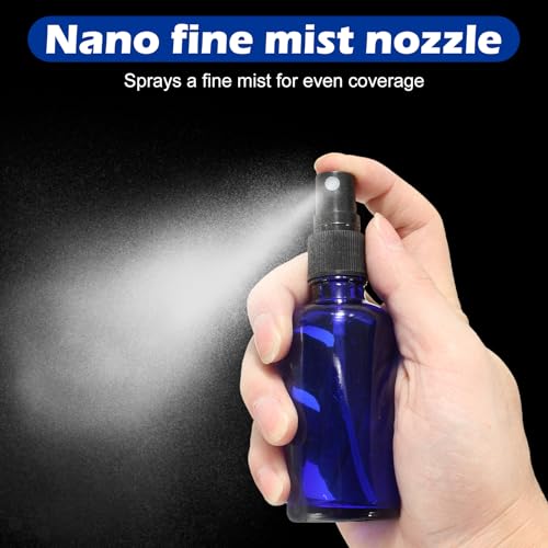 60ml Glass Spray Bottles, Refillable Blue Glass Atomizer with Fine Mist Spray, Reusable for Essential Oils, Hair Care, Aromatherapy, Perfumes, Cleaning, 2 Pack - Image 5