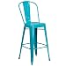 Flash Furniture 30'' High Crystal Teal-Blue Metal Indoor-Outdoor Barstool with Back