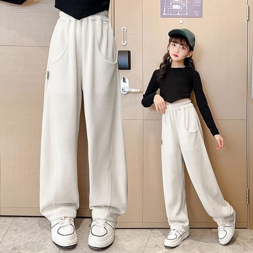 Stylish Straight Sweatpants for Teen Girls Elastic Waist Solid Color Joggers Stretchy Soft Lightweight Casual Trouser4