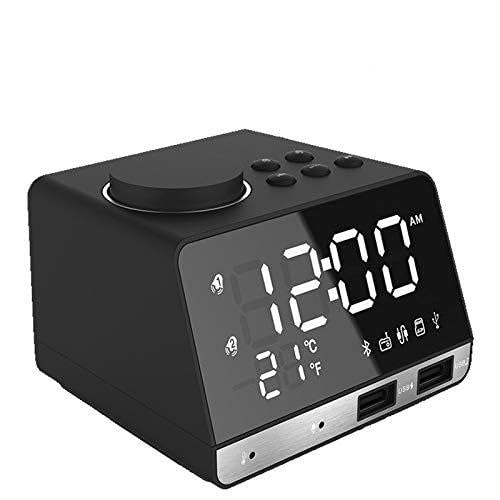 Reloj de la mesilla de alarma de radio Alarma K11 Bluetooth Reloj altavoz creativo de música digital de pantalla del reloj de radio con interfaz dual USB, tarjeta del disco de U / TF / FM / AUX, enchu