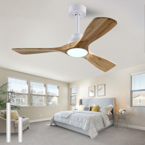 Image of QUTWOB 42 inch Wood Ceiling Fan with Light, Reversible DC Motor, Remote Control