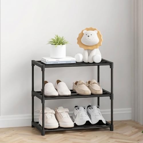 Image of Shoe Rack 3 Layer Shoe Rack for Home Plastic, Thick Strong Pipes for Heavy Load Multipurpose Organizer Rack Shoe, Cloth & Book Storage Shelf for Home, Balcony, Living Room & Workspace