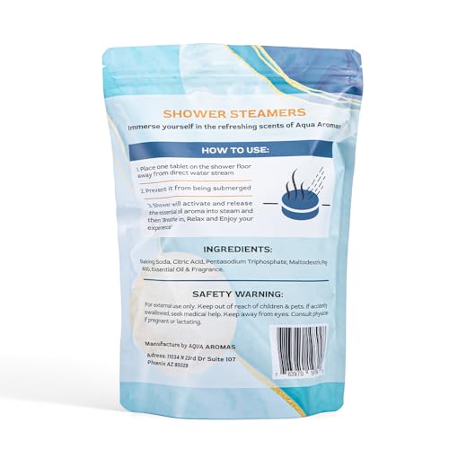 Aqua Aromas Shower Eucalyptus Steamers - Aromatherapy Shower Bombs, 15 Count - Eucalyptus Essential Oils for Relaxation & Invigoration- Spa-Like Experience, for Stress Relief & Wellness, White
