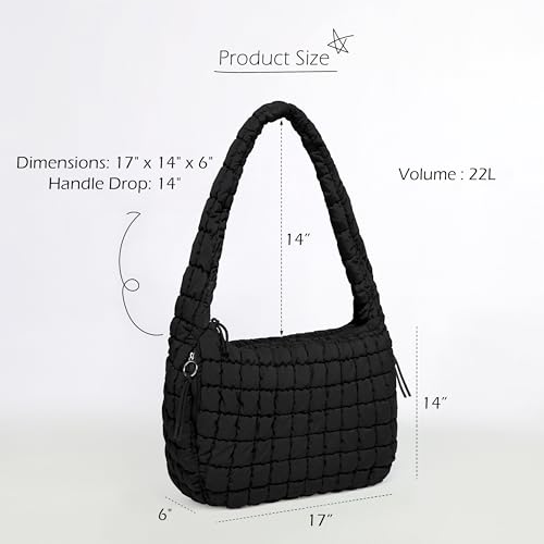 Image of ODODOS Quilted Carryall Tote Bag for Women Crossbody Hobo Lightweight Padding Shoulder Bag
