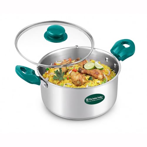 Image of The Indus Valley Stainless Steel Impact Bonded Casserole 5 litres | 3-Layer Thick Bottom | Healthy & Toxin-Free | Fast &Even Heating | Stay-Cool Handle | Induction Friendly I Easy to Clean