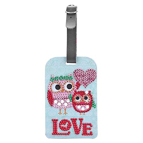 Etiquetas de bagagem com pintura de diamante em forma especial DIY 2 pássaros couro Bagagem Bolsa de
