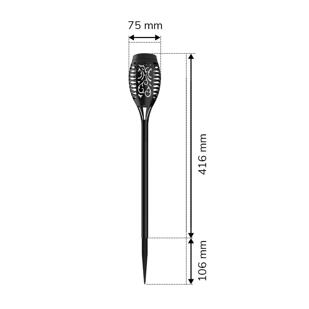 HOFTRONIC - 12er Set Avon LED Solarfackeln mit Flammeneffekt - 2200K Extra Warmweiß - IP65 Wasserdicht - Solar Flammenlicht - 50cm - Incl. Dämmerungsschalter