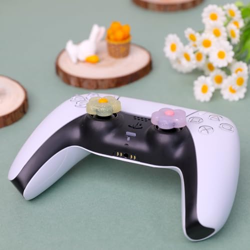 Image of PERFECTSIGHT Cute Glitter Flowers Thumb Grip Caps for Switch 2, PS5, PS4, Xbox Series X /S, Xbox One, Switch PRO Controller, 4PCS Kawaii Soft 3D Analog Thumbsticks Grips Joystick Cover