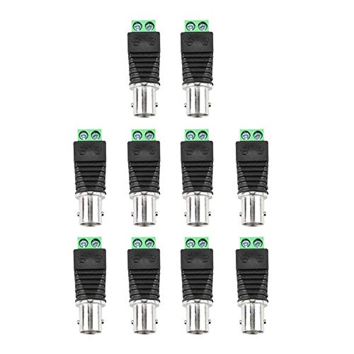 FTVOGUE Terminal de Conector de Cable Hembra BNC Coaxial Verde de 10 Uds para Balun de Vídeo CCTV y Cámara