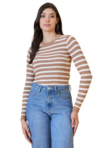Image of 98 Degree North Women Round Neck Sweater-G1579-L.Camel