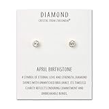 Philip Jones 18k Gold Plated April (Diamond) Birthstone Earrings Created with Zircondia® Crystals