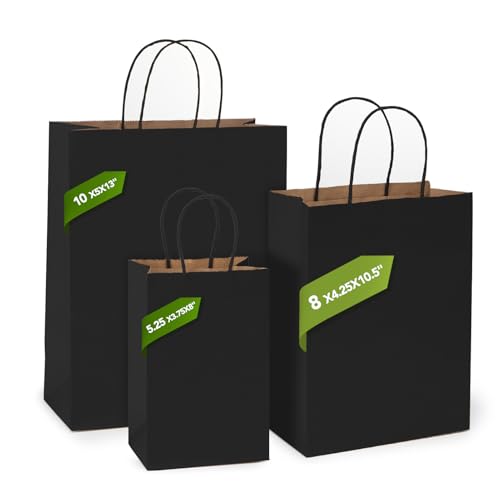 MESHA Black Kraft Gift Bags 100 Pack