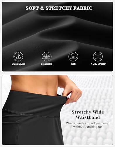 G Gradual Women's Golf Skirts Skort 4 Side Pockets High Waisted Stretchy Tennis Skirt with Short Athletic Casual (Black, L) β image 7