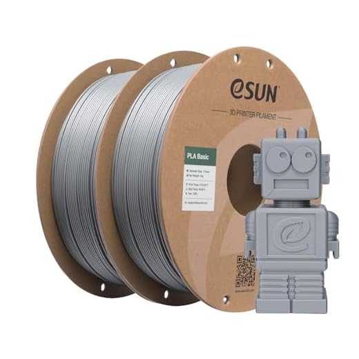 eSUN PLA Basic Filament 1.75mm, 3D Printer Filament High Speed PLA for Fast Printing, 1KG per Spool, 2 Spools High Speed 3D Printing Filament, Silver