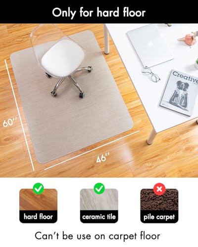 Image of BARoyal Office Chair Mat for Hardwood Floor Under Desk Computer Rolling Chair Mat for Wood /Tile Floor Non-Slip Heavy Duty Desk Rug PVC Plastic Hard Floor Protector 46 inchx 60 inch (Parchment)