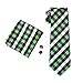 RXBGPZLD Hommes Cravate Blanc Et Noir & Vert À Carreaux De Soie Jacquard Tissé Cravate Cravate Coussin Boutons De Manchette Ensemble Pour La Fête De Mariage