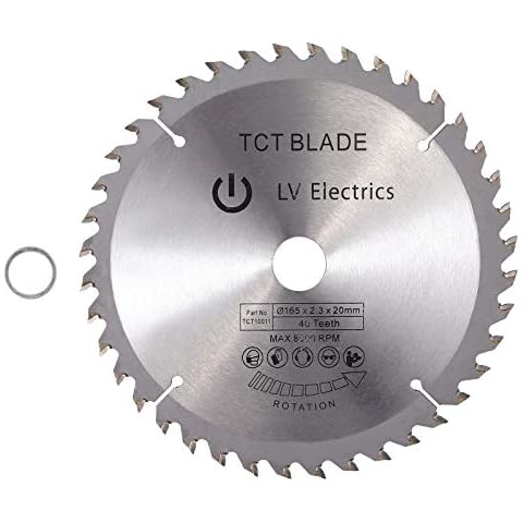 TCT Circular Saw Blade, Kamtop 165mm x 20mm Bore Mitre Saw Blade 40T Wood Cutting Saw Blades Woodwork Cutter Blade with 16mm Ring for Softwood Hardwood Chipboard MDF Fit for Bosch Makita Evolution Cover