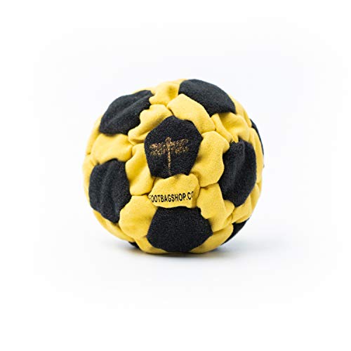 Dragonfly Footbags Black and Yellow Eclipse 32 Panel Sand Filled (Hacky Sack)