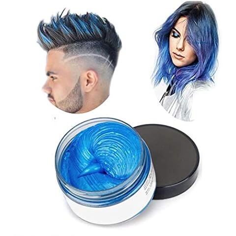 Hair Color Wax One-time Temporary Modeling Natural Color Hair Dye Wax Natural Matte Hairstyle for party,Cosplay,Masquerade,Nightclub,Halloween-blue Cover