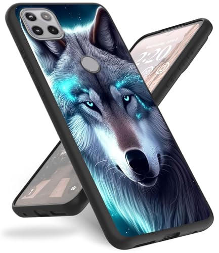 for Moto One 5G Ace case,for Motorola one 5G Ace Case,Slim Anti-Scratch Shockproof Durable Black Silicone Protective Case for Motorola Moto One 5G UW Ace,Galaxy Wolfs Cyan