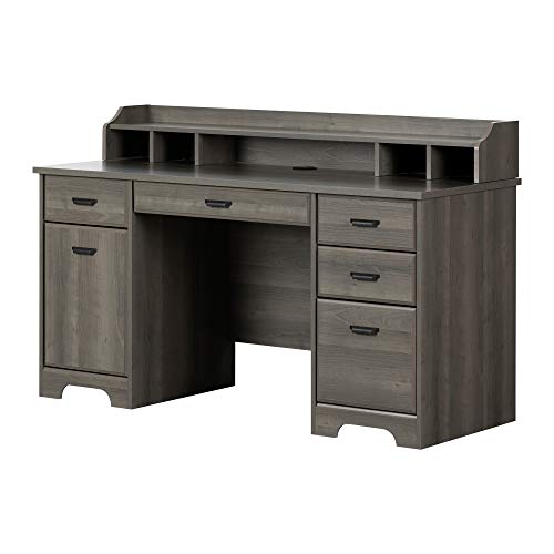 South Shore Versa Computer Office Desk With Power Bar, Gray Maple #TOP2
