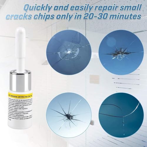 Image of 2 PCS Bottles Nano Glass Crack Repair Liquid.Windshield Crack Repair Kit, Car Window Cracks Gone Glass Repair Fluid, Quick Windshield Repair for Chips and Cracks, Bulls-Eye and Star-Shaped Crack