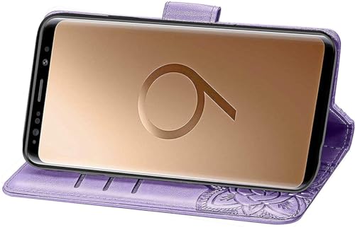 Image of ClickCase Butterfly Series for Redmi Note 15 Pro 5G Leather Embossing Wallet Flip Case Kick Stand Magnetic Closure Flip Cover for Redmi Note 15 Pro 5G (Purple)