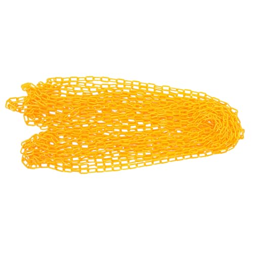 TOKIDNY Chaîne de Sécurité en Plastique Jaune 5 M Maillons 6 MM Chaîne de Barrière Résistante et Imperméable pour Contrôle des Foules Délimitation Chantier et Sécurité Routière