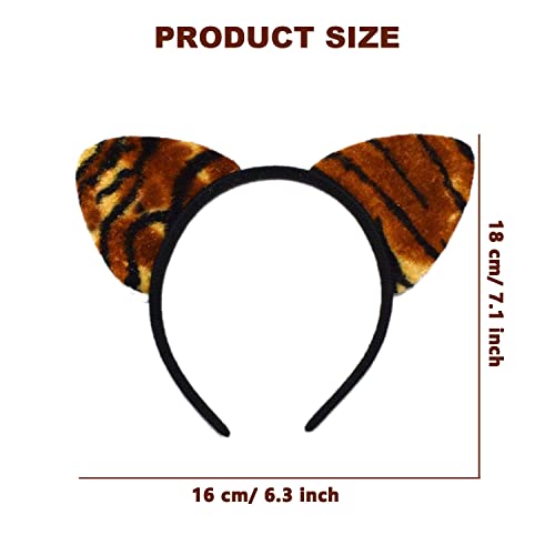 VIKSAUN 4 Pcs Soft Fabric Headband Set, Alice Cat Ears, Leopard Print, Cow, Tiger Stripes Hair Hoops for Cosplay Anime - Image 2
