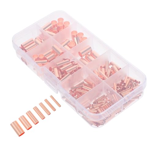OUNONA 250pcs Copper Connecting Tubes Joint Tube Connectors for Electrical Wiring High Thermal Conductivity Compact Design for Efficient Connections