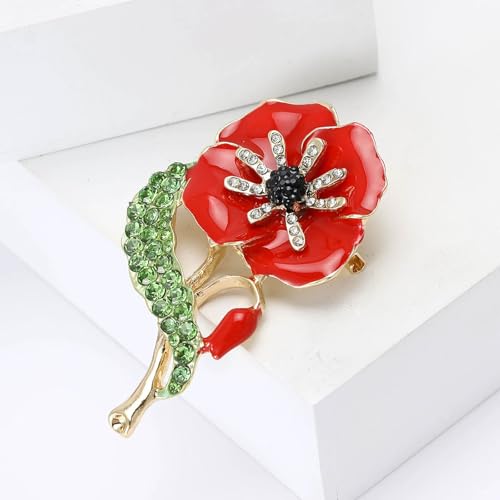 Image of Rhinestone Flower Brooches for Women Enamel Floral Brooch Lapel Pins for Mom Wife Elegant Dress Accessories Mother's Day Jewelry Gifts